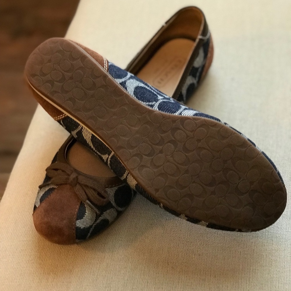 Blue Jean and brown suede Coach flats